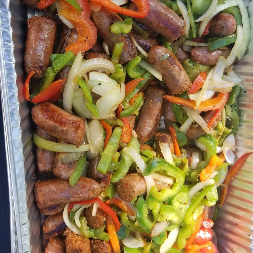 HOT SAUSAGE WITH PEPPERS AND ONIONS